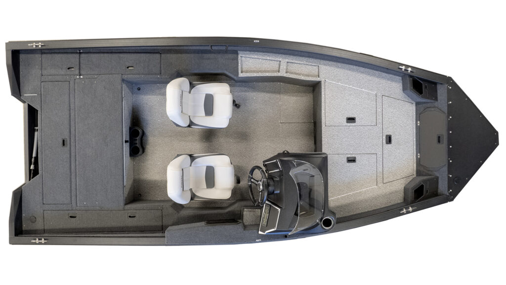 Finval 470 Evo Side Console – Draufsicht mit geschlossenen Staufächern